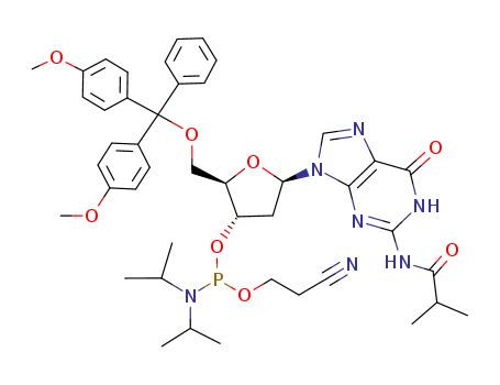 (2R,3S,5R)-2-((bis(4-methoxyphenyl)(phenyl)methoxy)methyl)-5-(2-isobutyramido-6-oxo-1,6-dihydro-9H-purin-9-yl)tetrahydrofuran-3-yl (2-cyanoethyl) diisopropylphosphoramidite